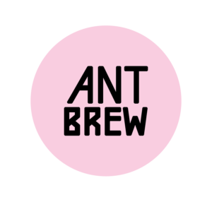 Ant Brew logo pyöreä pinkki